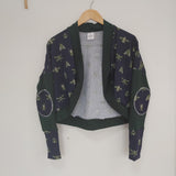 Bugs on Navy with Hunter Green cropped Cardigan